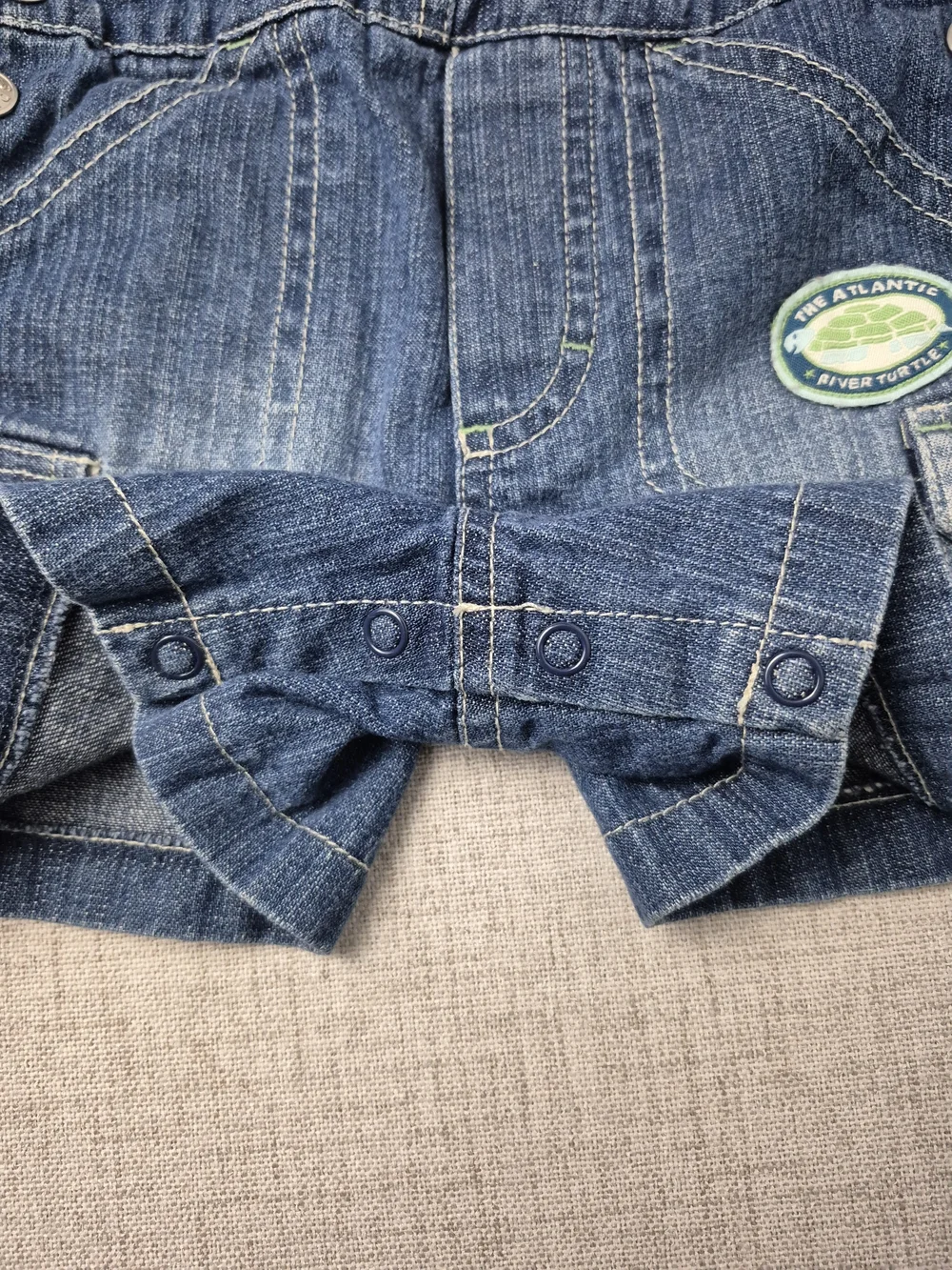 Vintage Y2k Koala Kids Baby Boys 12M Denim Turtle Shortalls & T-Shirt Set